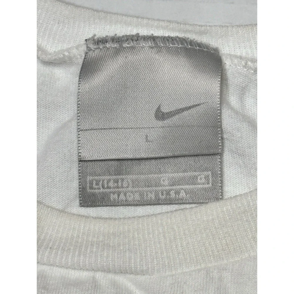 Vintage Nike‎ Made USA Youth Sleeveless Shirt White Red Swoosh Logo Y2K